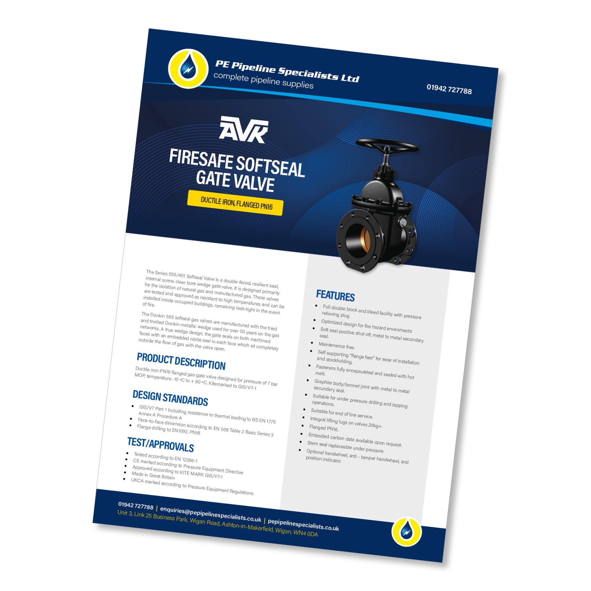 AVK Donkin Firesafe Softseal Gate Valve Datasheet